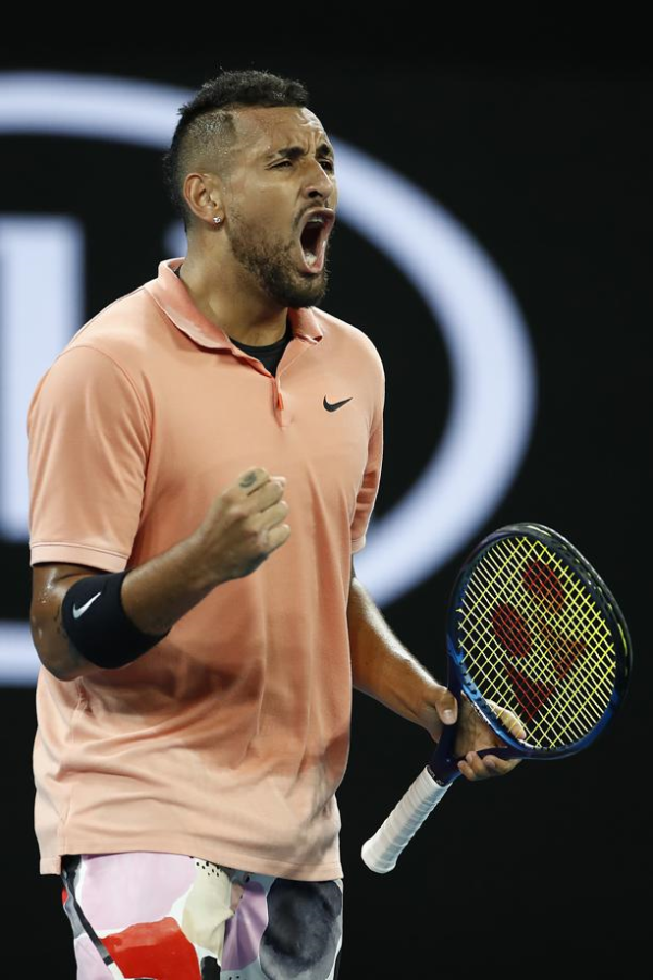 "I’m still heartbroken about Demon😈 , and if he’s watching, that was for you little fella." Nick Kyrgios, on his "favourite court in the world", in the loudest shorts of the #AusOpen, with huge $$ going to #AustraliaBushfires. Standard Tuesday night. heraldsun.com.au/sport/tennis/a…