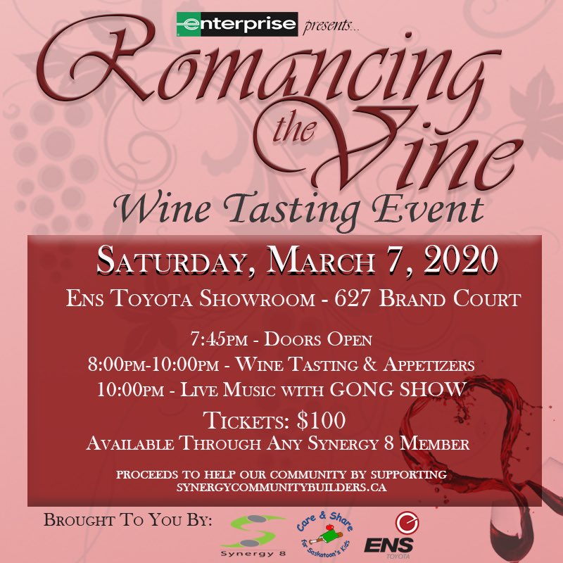 Tickets on sale now #wine #yxe #party #careandshare #ensauto #synergy8 #gongshow #romancingthevine