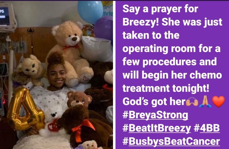 GiveMeDaAssist's tweet photo. Never wanna see any of our fellow young hoopers down‼️ Breya stay strong &amp; praying for the Busby family‼️ #BreyaStrong #BeatItBreezy #BusbysBeatCancer #Perseverance https://t.co/ECH15rHoAq