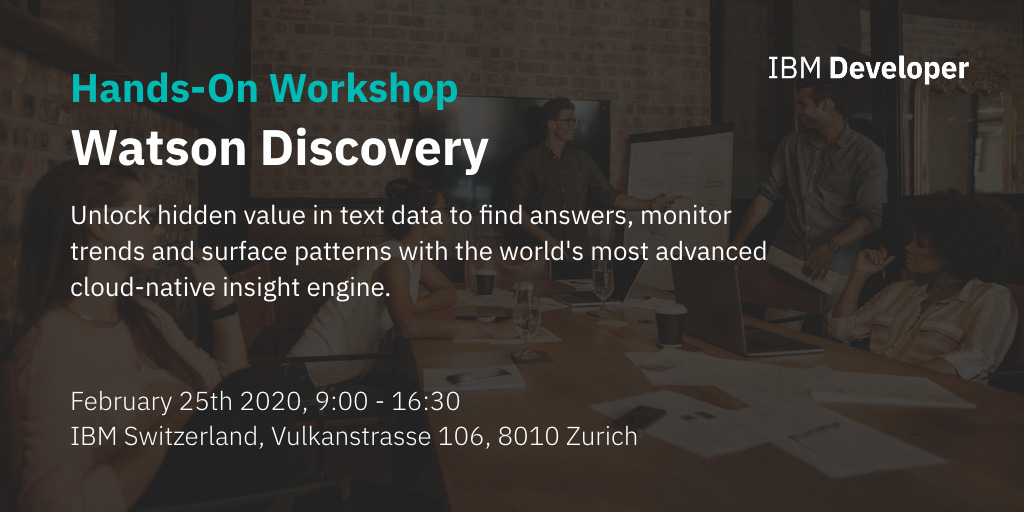 urs_witzig's tweet photo. Come and learn how to create a cognitive dashboard out of your text data using Watson Discovery service. Details and registration at https://t.co/e7EKeQrZo0 #ai #watson #ibmcloud https://t.co/5hConIdWFu