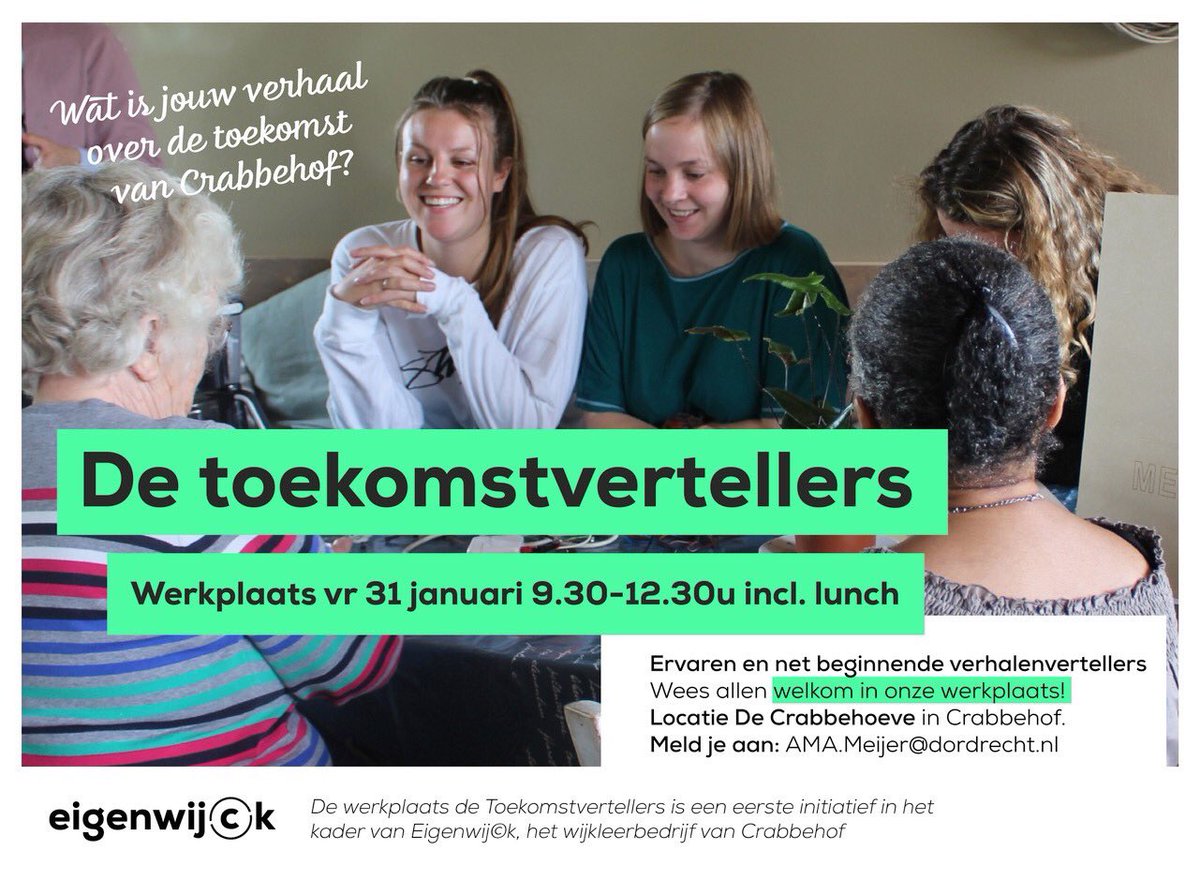 Wat is jouw verhaal over de toekomst van Crabbehof? Wij zijn benieuwd naar je verhaal. Meld je aan.