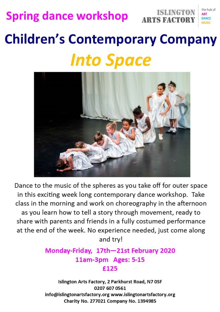 Join us for a space adventure this half term as we navigate the celestial realms through painting or contemporary dance!
Bookings are now open. There's something for everyone, ages 5 - 15 years: islingtonartsfactory.org/childrens-holi…