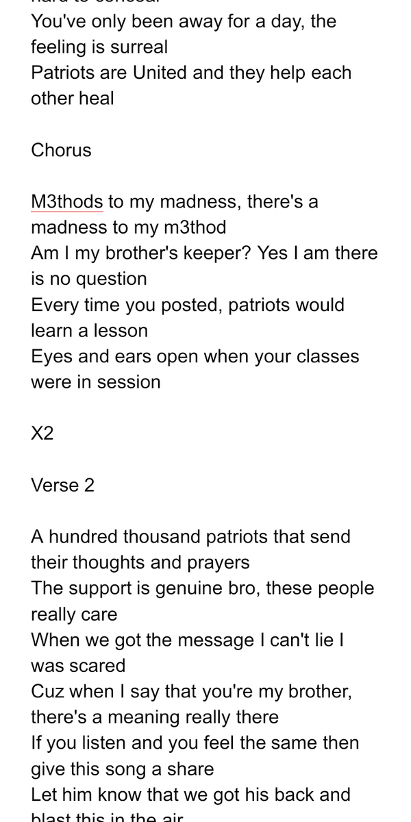 TheOneSevere's tweet photo. The best way is to enjoy this tribute, is to read along while you listen.
It helps to internalize the lyrical content.
Thank you all for your continued support.
#WWG1WGA
#PatriotsUnited
#IStandWithM3thods
https://t.co/y5da80ciyO https://t.co/65OYOEys7W