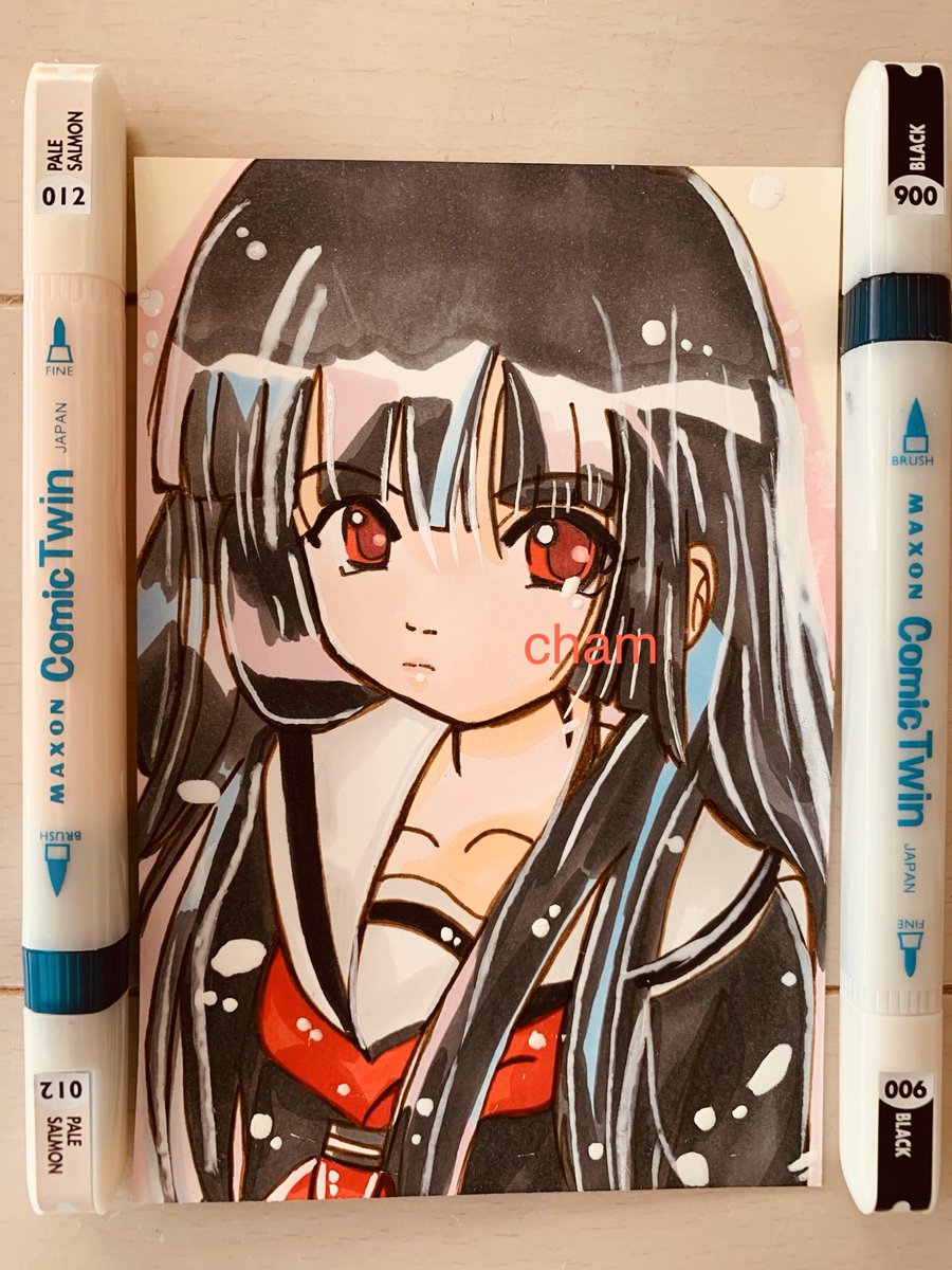 ট ইট র Cham 夜音チャ厶 地獄少女の閻魔あいちゃんイラスト完成しました 黒髪着色本当に難しい あとモリガン描きはじめてます まだ途中経過ですが目は模写じゃなくて自己流なんで子供っぽいモリガンになりそうです 創拡 地獄少女