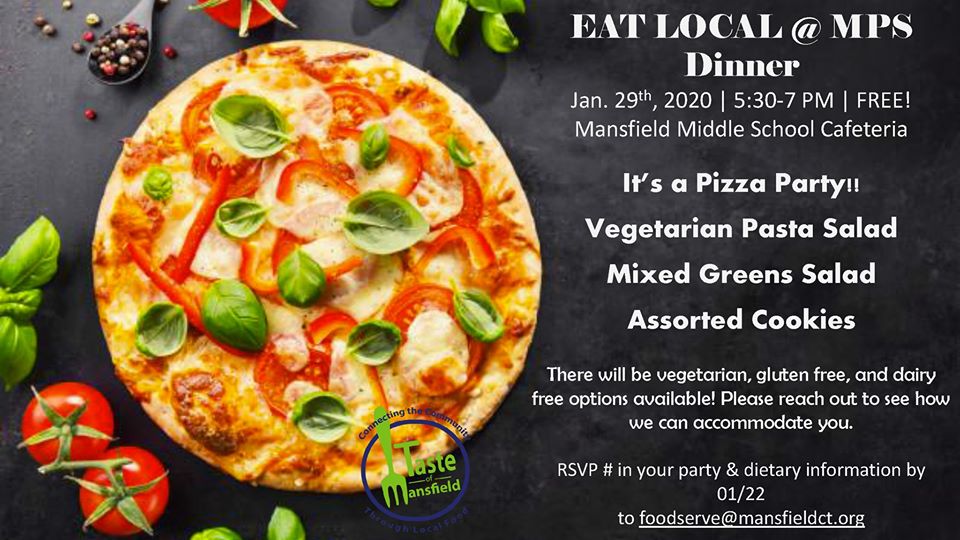 The next Community Dinner hosted by Mansfield Schools Food Service & @TasteMansfield is next week 🍕 Please RSVP by tomorrow! Free & open to all! 🍕

#MansfieldCT #Storrs #UConn #TasteofMansfield #ConnectingCommunity #EatLocal #CTGrown