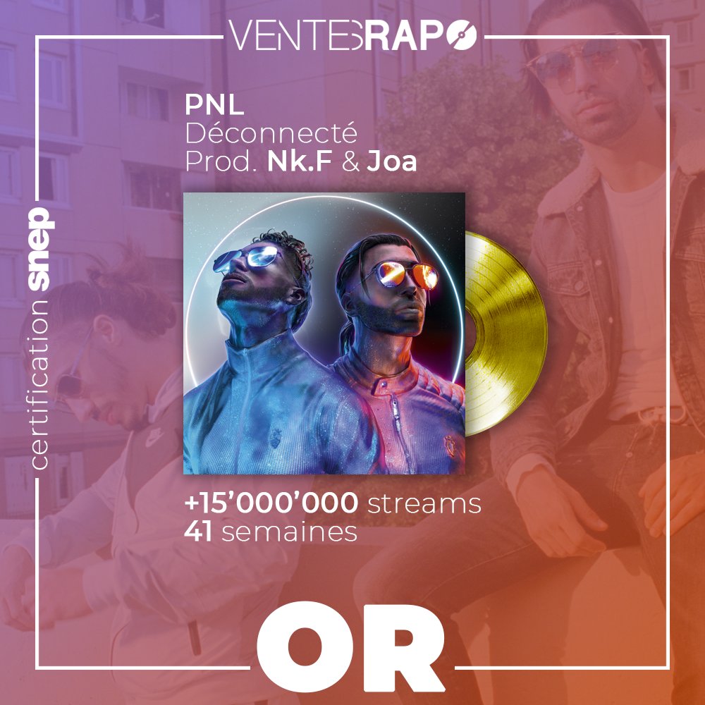 BillboardFr's tweet image. 📀🇫🇷 Le single #Déconnecté de PNL est certifié or par le @snep !

(15.000.000 équivalent streams)