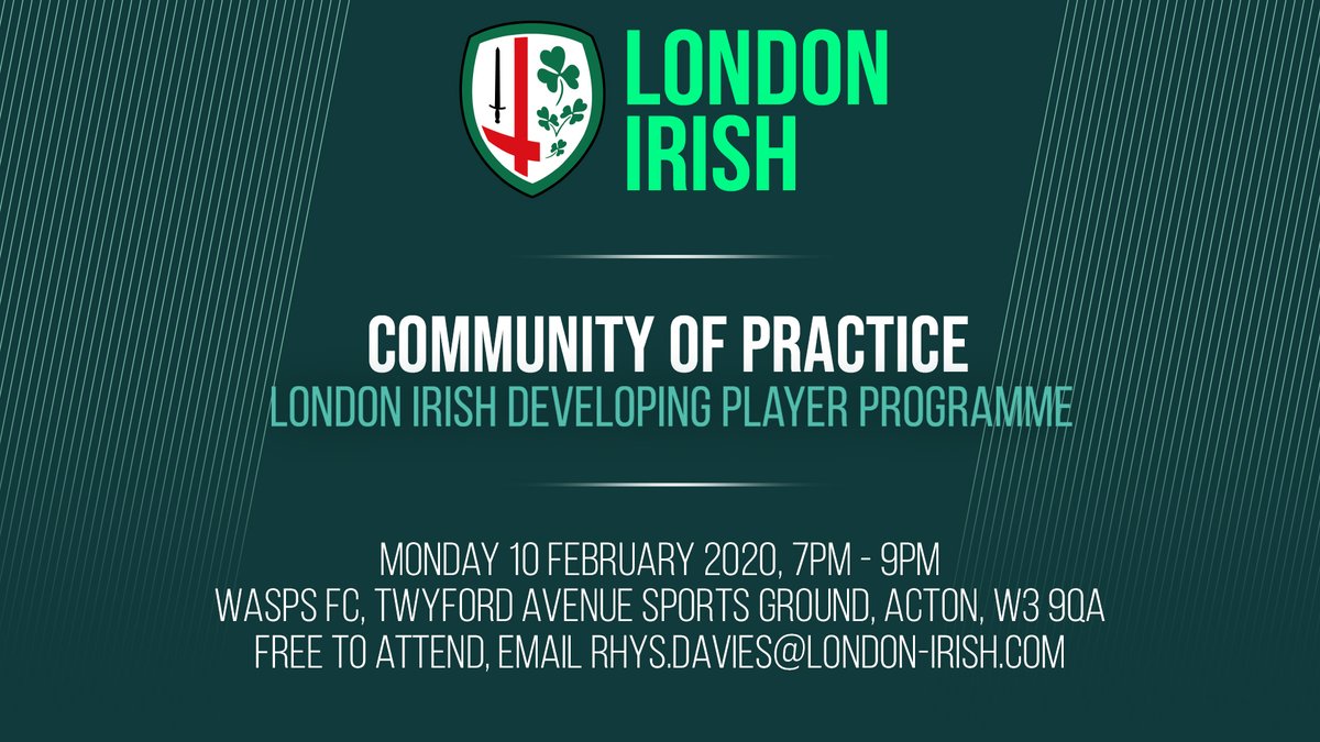 ☘️☘️The next FREE Coach Workshop at <a href="/WaspsFC/">Wasps Football Club</a> ☘️☘️
Monday 10th February. The last one themed on Community of Practice. Follow the poster for details 👇👇 #betterneverstops #communityofpractice #coaching @jakpat6 <a href="/RugbyRhys9/">Rhys Davies</a> @pierrealexclark