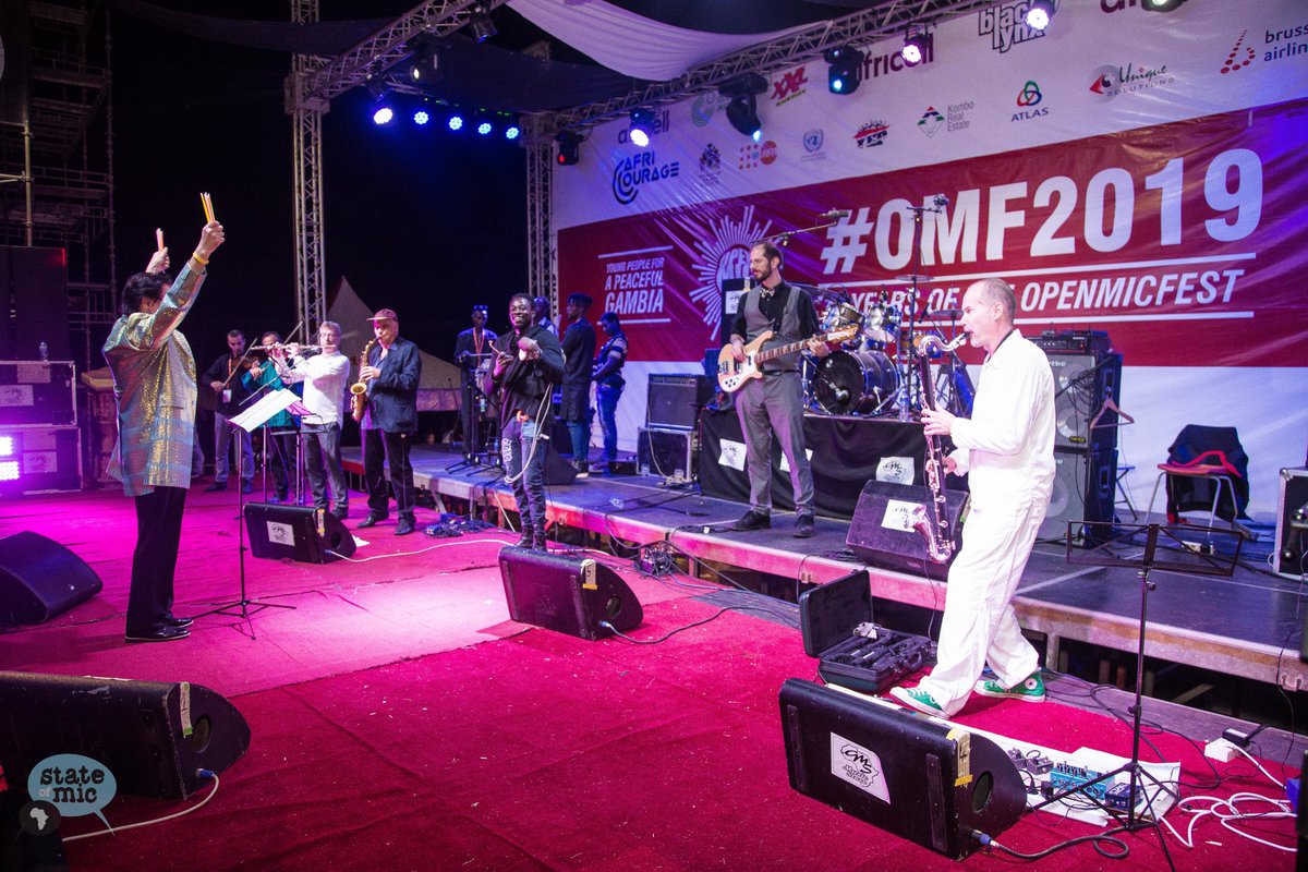 AfriCourage's tweet photo. Created especially for the festival, the Liberation Orchestra of Inverted Traditions delivered an outstanding performance during AfriCourage. It featured among others, Killa Ace, Journal Rappé duo Xuman and Keyti, Felwine Sarr, Sambou Suso... #TheGambia

Photos : @ALHAGIEMANKA https://t.co/vnpIHjVxwi