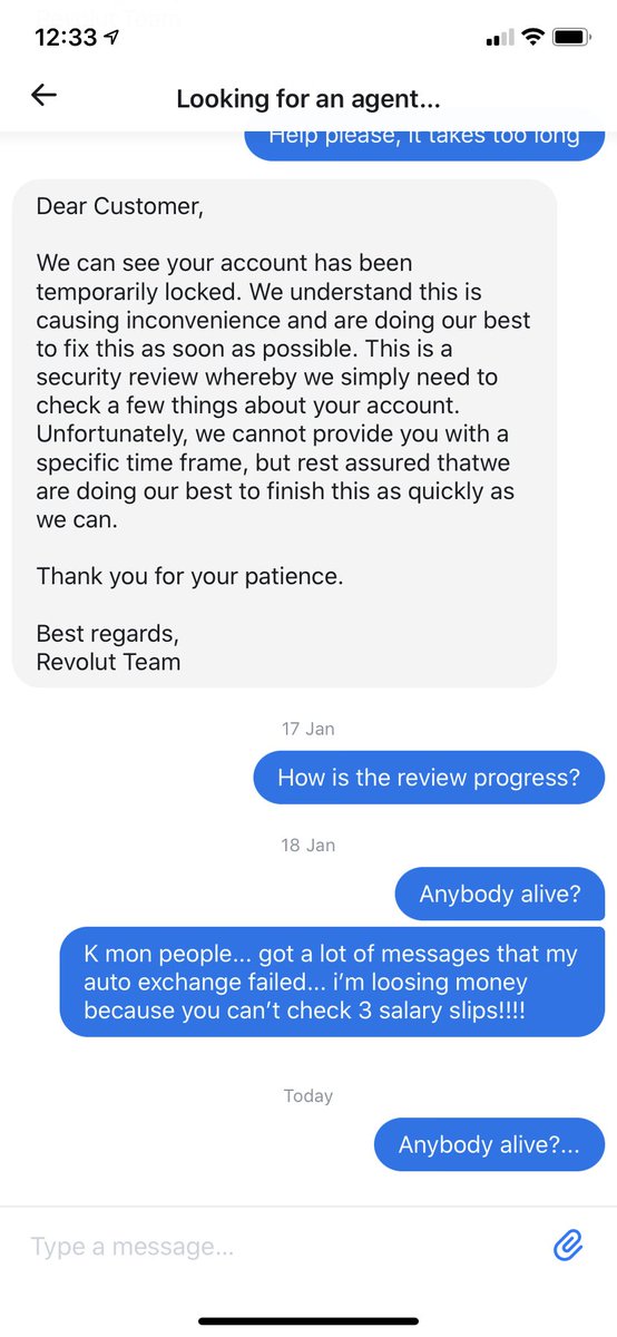 Mircea90103834's tweet photo. @RevolutInsider Account blocked for more than a month. I can’t buy food but your customer support is verry polite. What more can i ask from life?... https://t.co/uslEqU0MfR