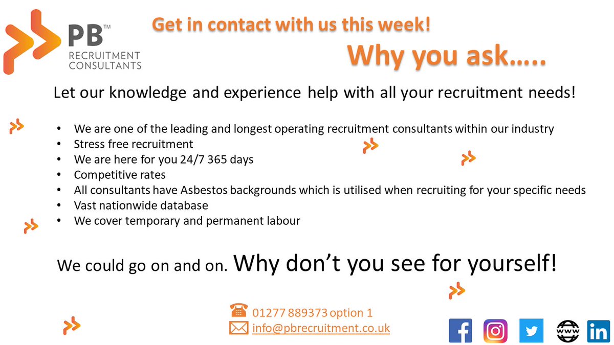 #dontforgettogetincontact #asbestos #pbrecruitment