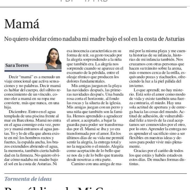 No sé en qué periódico lo ha escrito Sara pero qué de luz: