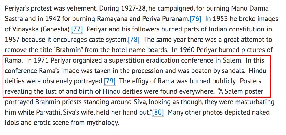 On  #Periyar and the 1971 Salem protest march. (Ref: Periyar's Critique of Priestly Hinduism and its Implications for Social Reforms, by Rev S. Robertson)When the police registered a case against Periyar, he said: "I have been doing these things from 1930." (Ref: TIWOI)