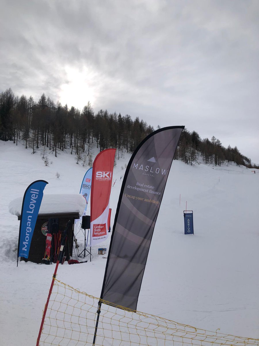 LSHtweets's tweet photo. The Dual Parallel Slalom is about to start! Thanks to our sponsors for providing the decoration @MaslowCapital @MorganLovell, Fairfield Real Estate Finance, Limpio, @innovatechUK @PFE_spa #LSHSki https://t.co/crfPMxONUC