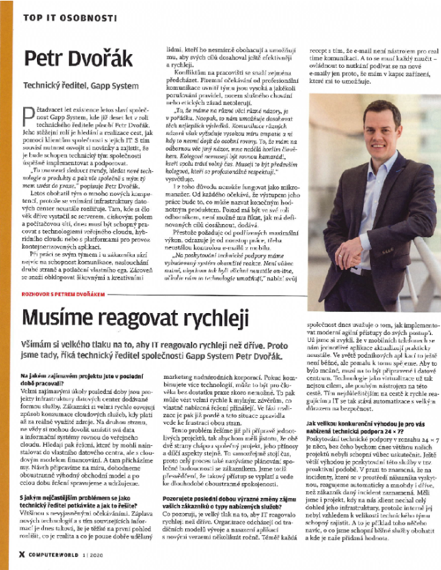 GAPPsystem's tweet image. Ani v seriálu TOP IT osobnosti časopisu COMPUTERWORLD nechybí GAPP System! A to přímo náš technický ředitel Petr Dvořák.
#gappsystem #topitosobnosti #cestakidealnimuit