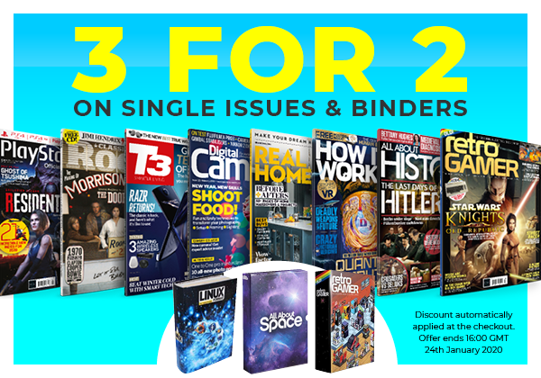 It's time to save on single issues and magazine binders with our 3 for 2 offer. Mix and match any items, add them to your basket and the discount will automatically be applied.

*Offer ends 16:00 GMT 24/01/20. Valid on single issues and binders only
myfavouritemagazines.co.uk/special-promo/