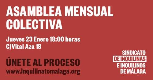 Este jueves tenemos nueva asamblea del sindicato, con espacio de bienvenida para dar información sobre nuestra labor, actividad y futuras campañas. ¡Afíliate!