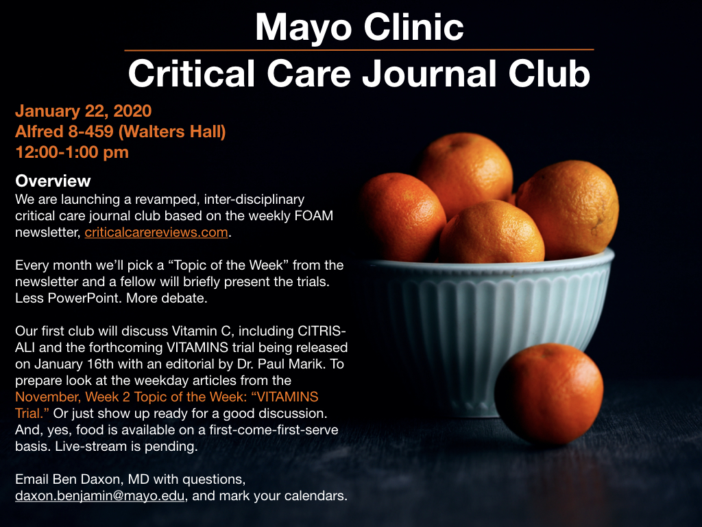 Mayo Clinic Critical Care Journal Club tweet media