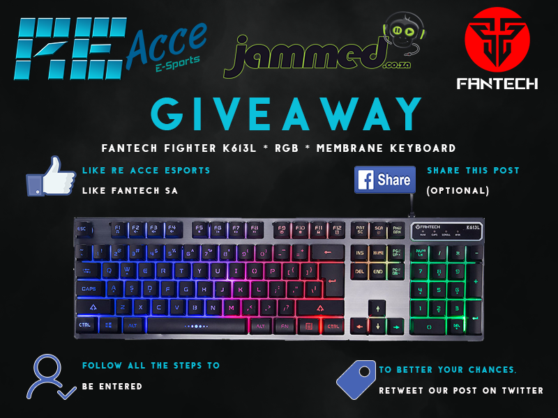 re_acce's tweet photo. We are giving away the Fantech K611L Fighter Gaming Keyboard to celebrate re-signing with of our sponsors https://t.co/7rU1LIGOCJ and Fantech SA. 

To enter, click on the gleam link below:
https://t.co/mzqnYKY0xj

Competition closes 25 February 2020(12PM). https://t.co/6r7aV8P1lw