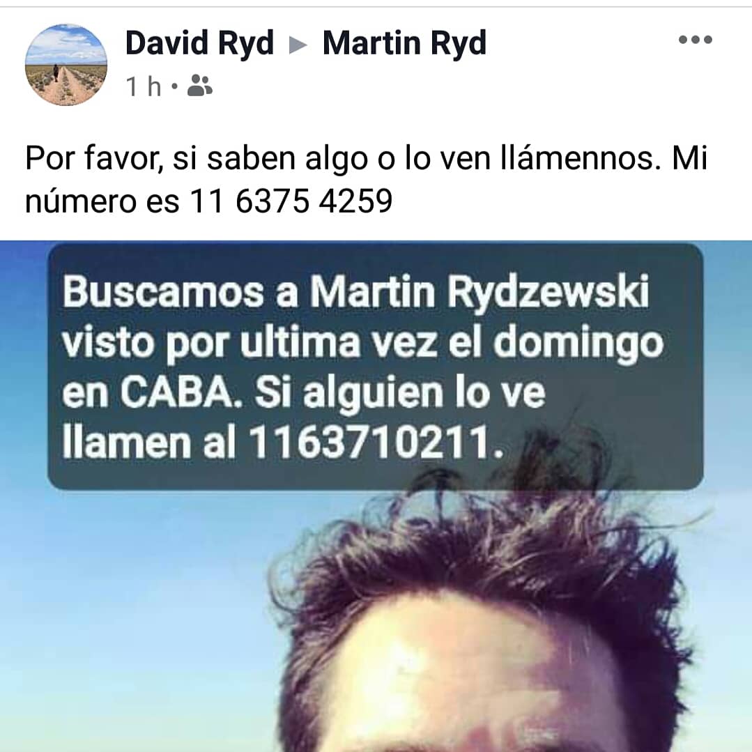 EugeBenn's tweet photo. El es mí amigo Martín.
Desde la madrugada del  domingo no sabemos nada de él.
La última vez se lo vio en Almagro (salía de la casa de su pareja post discusión)
@cronica @telefenoticias @telenoche @telenueveC9 @verolozanovl @mauroszeta @barilirodolfo @Cris_noticias https://t.co/XPg9hJx10l