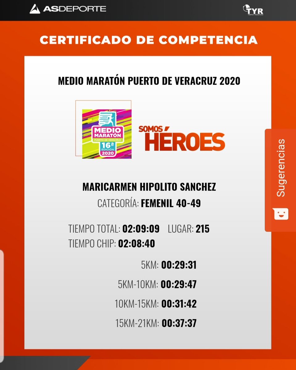 mari_mh's tweet photo. Pues creo que le hice honor al tiempo que tarde en regresar 2 años 8 meses. A seguir entrenando 🏃♀️🏃♀️🙌🏽 #2:08 #21km #MMPV2020 #TS #TSTeam #TerritorioScore #YoElegiCorrer https://t.co/ebjXDfdLc1