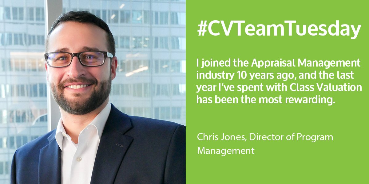 ClassValuation's tweet photo. This week's #CVTeamTuesday feature is our Director of Program Management, Chris Jones. He recently celebrated his one year anniversary with Class Valuation. Read more about Chris: https://t.co/27MmJnJ8wf #lovewhereyouwork #companyculture #werehiring #employeesmatter https://t.co/K7V2PDWGmr