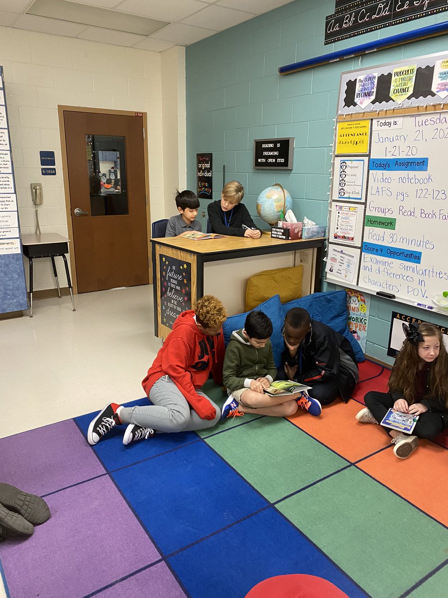 Missamandaf's tweet photo. These second graders were beyond excited to buddy read with @MrsCMirabal ‘s 5th graders! What a great way to start literacy week! @EESpanthers https://t.co/tiwiL8ocnI