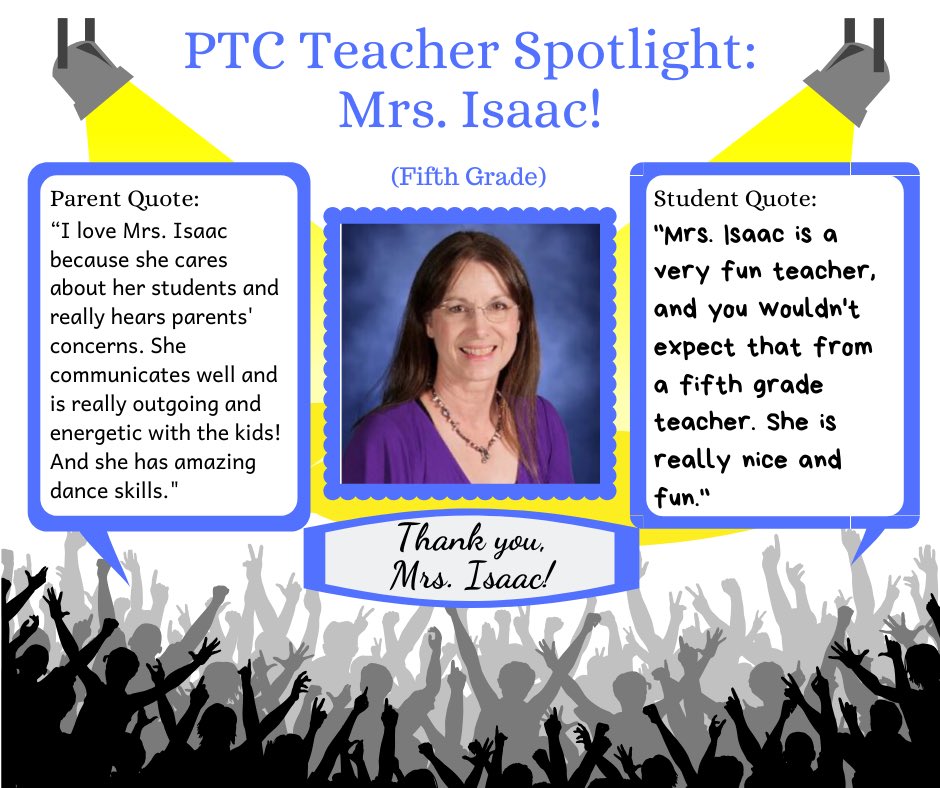 OrchardRanchPTC's tweet photo. We are spotlighting Mrs. Isaac this week! 🥳 https://t.co/pVGPkaimNr