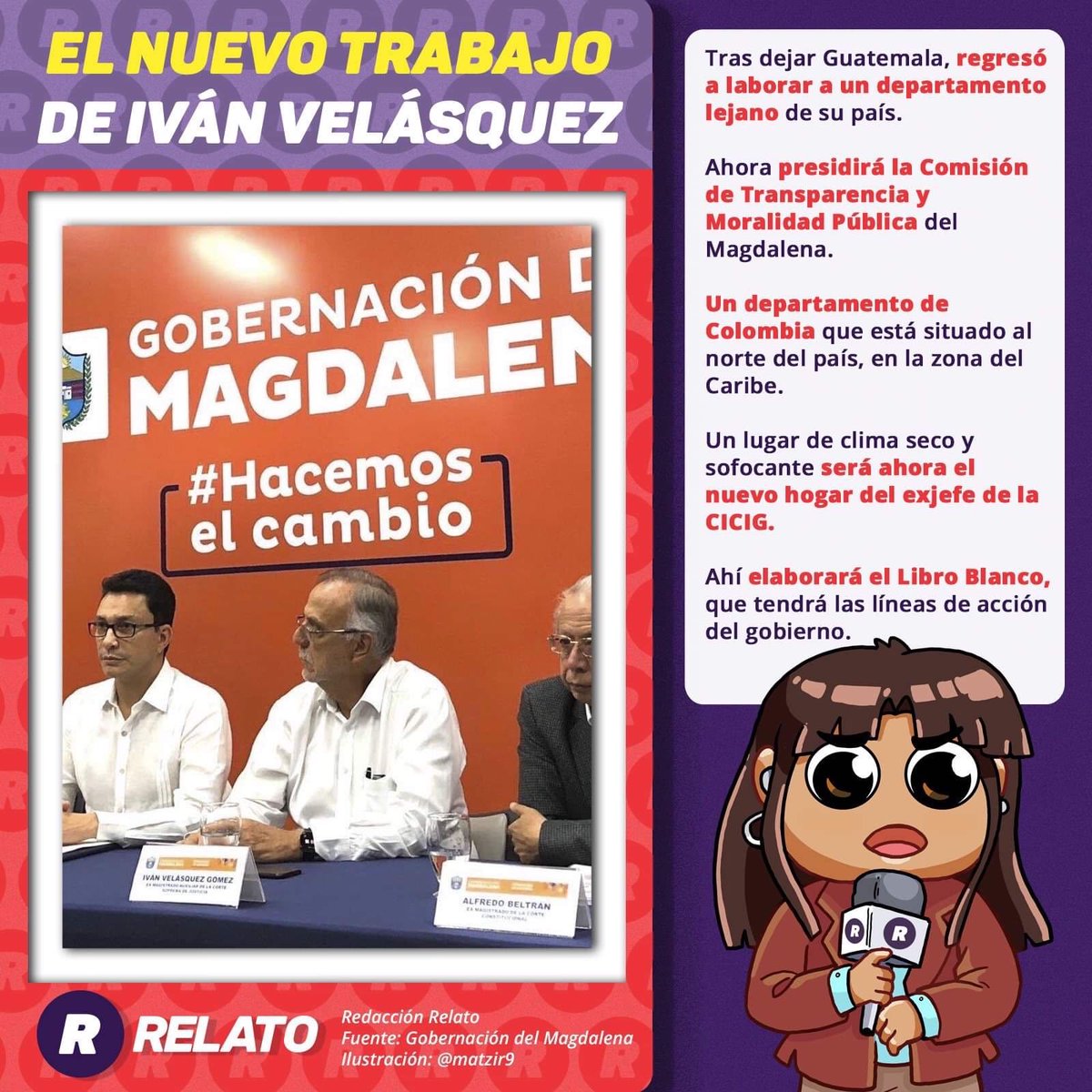 relato_gt's tweet photo. .@Ivan_Velasquez_ , tras dejar Guatemala, regresa a su país natal. A solicitud del gobernador @carlosecaicedo estará ahora en el departamento del Magdalena. Vía:Relato #Políticagt #Guatemala #Excomisionado https://t.co/TeoEem7Wor