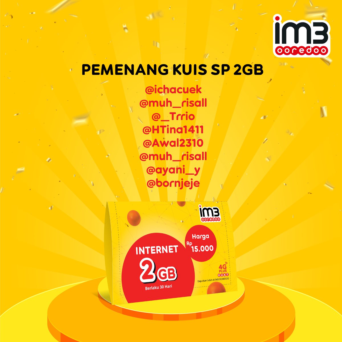 Selamat kepada para pemenang kuis SP 2GB! Silahkan mengirimkan DM ke mimin (nama lengkap &amp; asal kota) Ditunggu yaa🙌