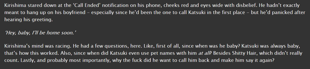 payback, baby (4.5k)rating: Etags: established relationship, nude photos, power bottom bakugou, top kirishima, exhibitionismnotes: part two to 'tell me i'm yours' but can be read on its own https://archiveofourown.org/works/19378474 