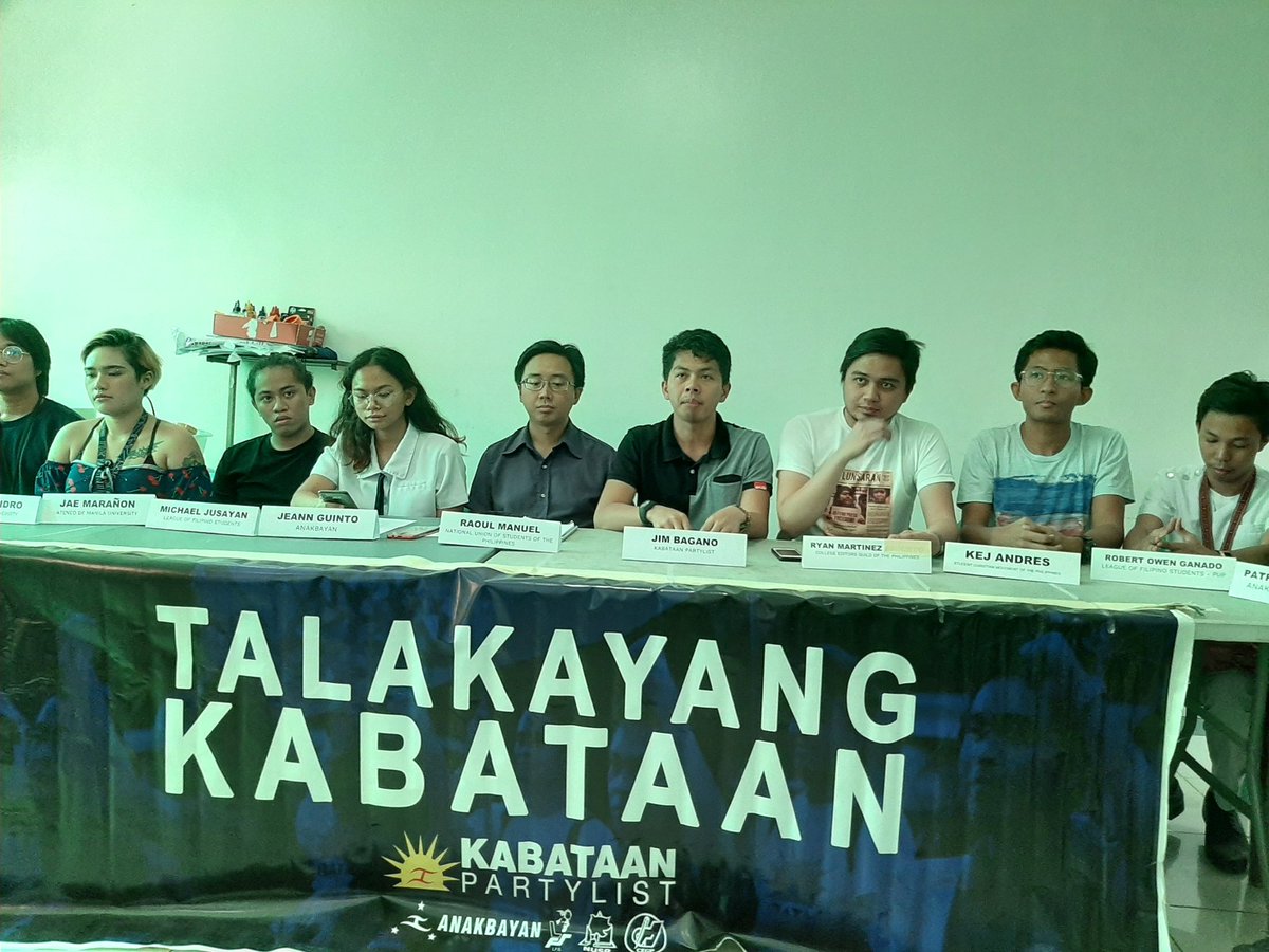 CEGPhils's tweet photo. NOW: Youth leaders of various organizations hold a press conference on tuition fee increase and students' democratic rights

Watch here: https://t.co/9xqcEK5X7M

#EducIsARight
#UpholdDemocraticRights https://t.co/5xkPzVXX5y