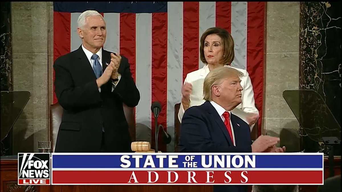 Poor <a href="/SpeakerPelosi/">Nancy Pelosi</a> had to get her little jab in. She tried to shake his hand during the speech handoff, then shows her true liberal colors at the end. No emotional maturity...vote her out...finally.