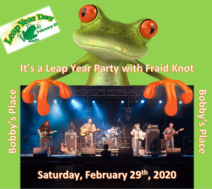 BobbysPlaceYYC's tweet photo. It's a Leap Year party with Fraid Knot, East Coast Celtic Rock band for a great night! Drink specials, legendary food specials and a dance floor ready to go! No cover! Come on down and bring your friends! #leapyear #livemusic #party @BobbysPlaceYYC https://t.co/E2jvWFBAhk