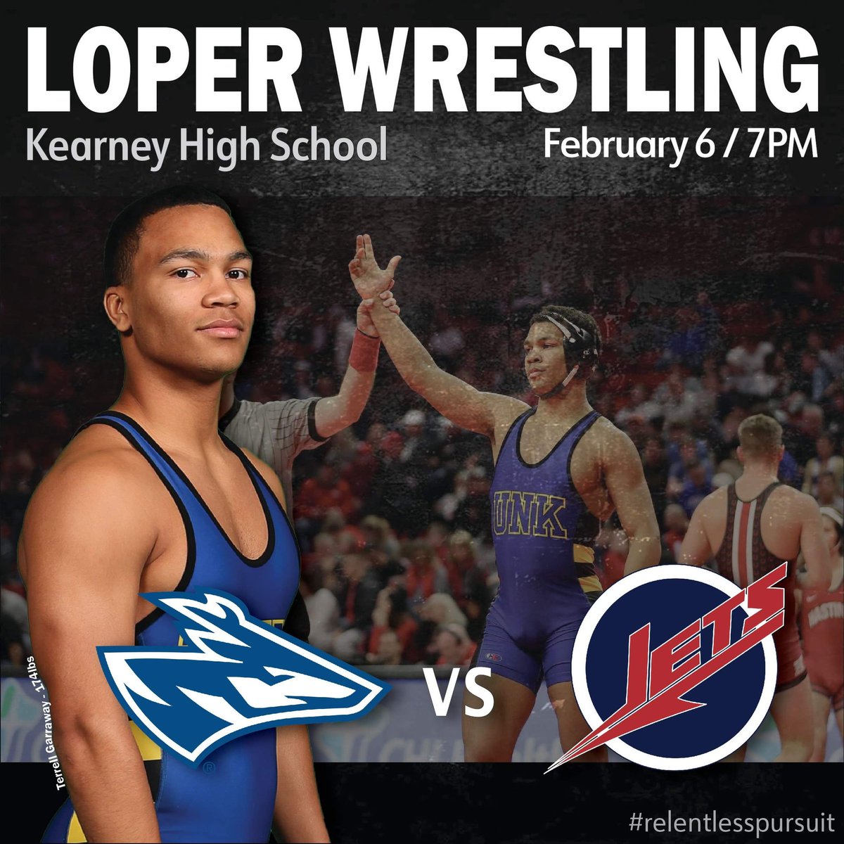 loperwrestling's tweet photo. The Lopers take on the Newman Jets on Thursday at 7:00pm at Kearney High. This will be a side-by-side dual as Kearney High will take on Grand Island Senior High. https://t.co/yoVLmk6xzn