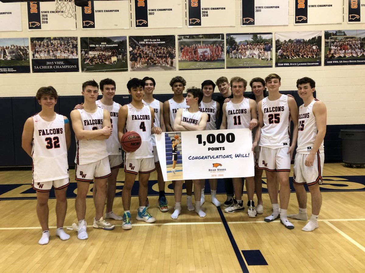 Congratulations to Will Shin for scoring his 1,000th point tonight! He couldn't have reached this milestone without his teammates. Let's Go Falcons!