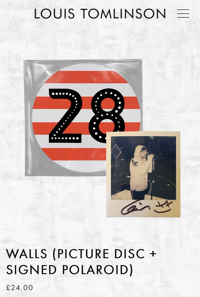 Louis Updates ◟̽◞̽ on X: 📲 A new bundle is now available on Louis' store  to get a signed polaroid with a picture disc of Walls ! #LouisTomlinson   04.02.20  /