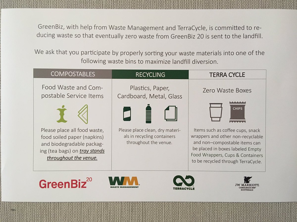 precautionaryP's tweet photo. @WasteManagement is at it AGAIN! Helping to make @GreenBiz #GreenBiz20 a zero waste event. https://t.co/iBuQV4QOWN