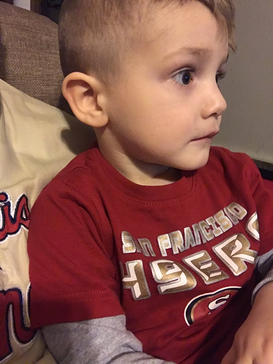 Knox_Ryan's tweet photo. @NinersNation My 3 yr old picks out his own clothes. He doesnโt really know the seasons over (cause heโs 3!) but he gets it. Faithful once. Faithful forever. #iLeadByExample https://t.co/GxiBQy7XFg