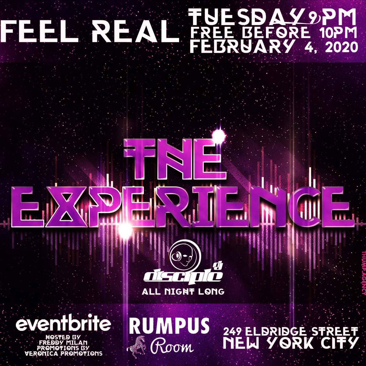 Are you Experienced? Feel Real is ready for you! Host / DJ Disciple plays house music all night long! 9PM doors! 💃🕺🦓