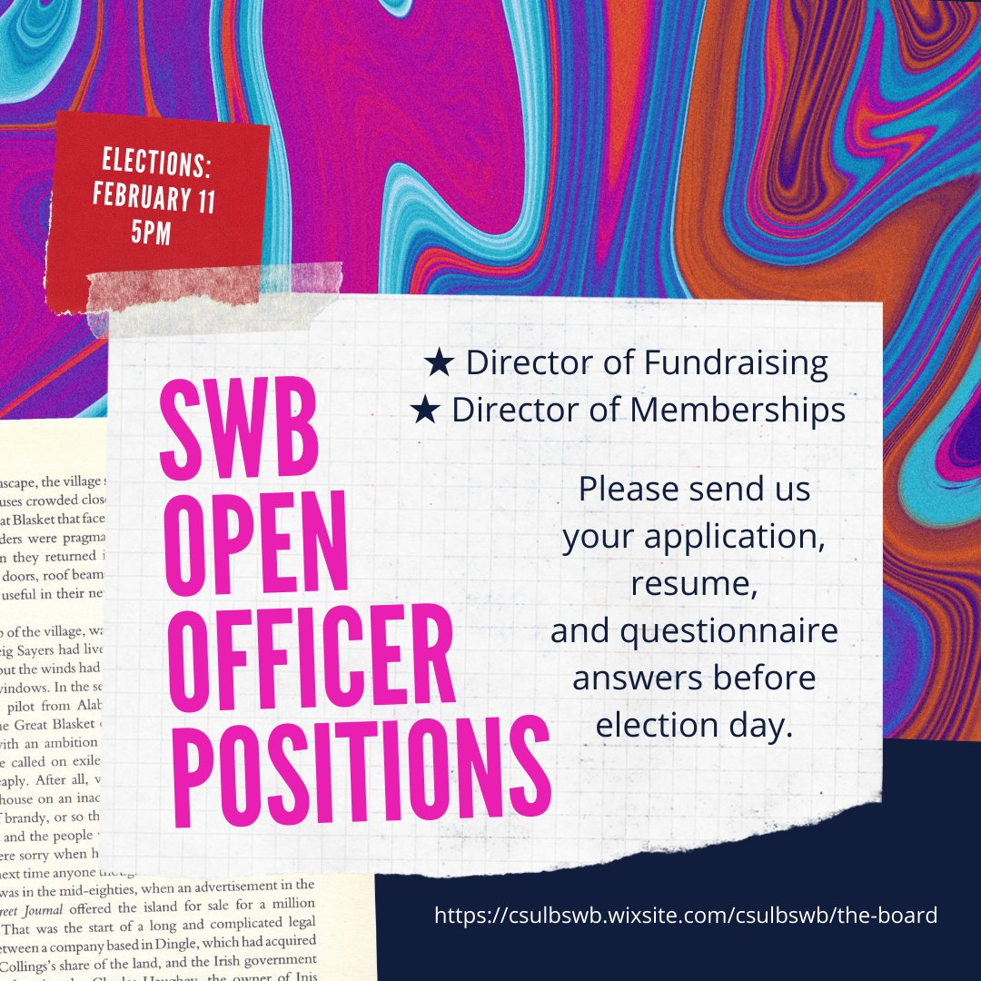 CSULBSWB's tweet image. Open Positions! ✨
We are currently looking for a Director of Fundraising and a Director of Memberships. Applications can be found at csulbswb.wixsite.com/csulbswb/the-b… 

#csulb #csulbswb #gobeach #societyofwomeninbusiness #swb #girlboss #strongwomen #girlpower