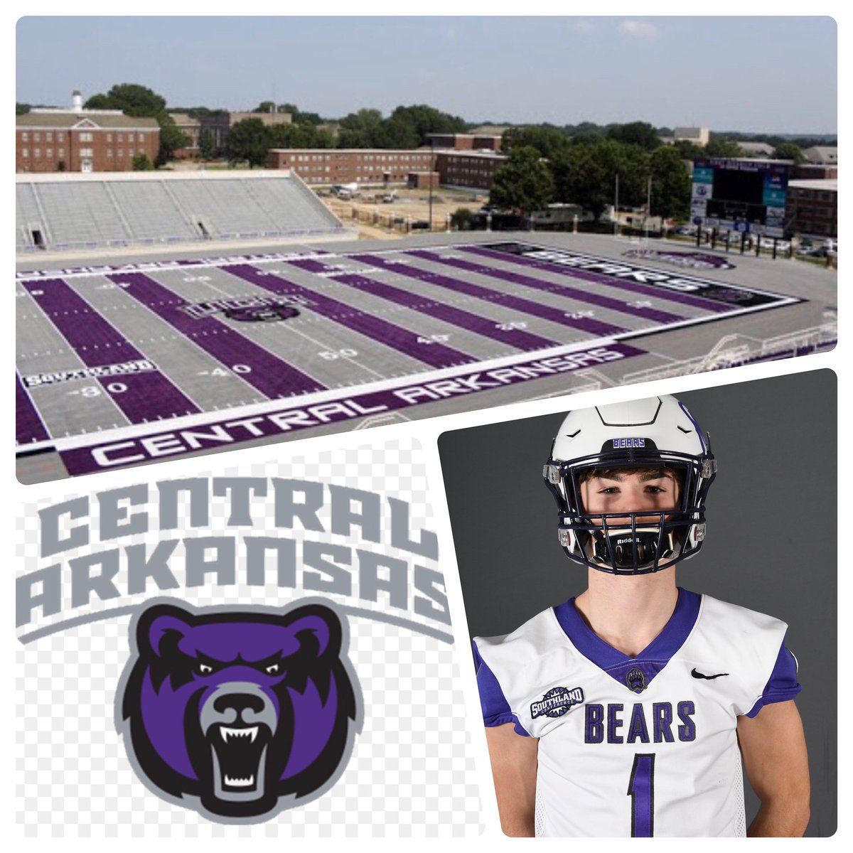 Happy to announce my commitment to play football at the University of Central Arkansas. I will be signing tomorrow morning at 7:45 am in the FEMA gym. Go bears!🐻