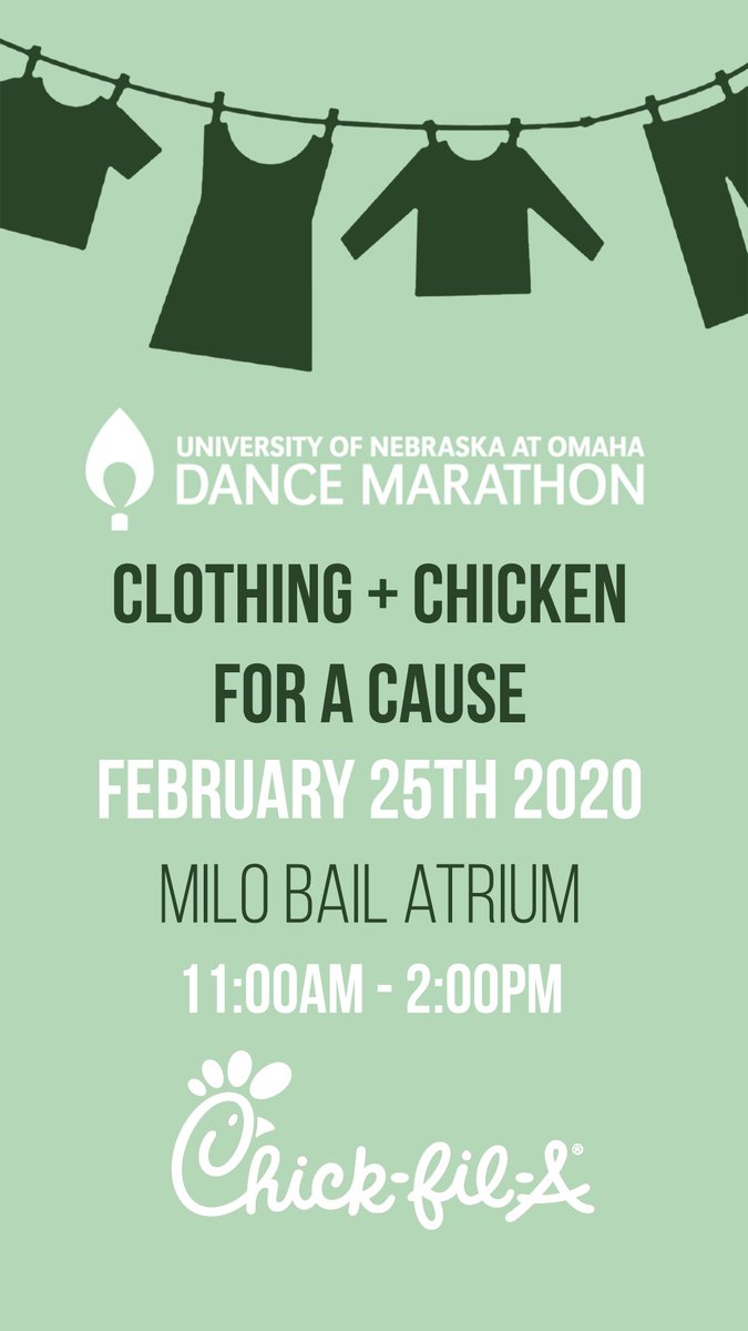 Clothing for a cause is back again this month on February 25th!!! Mark your calendars so you can snag some discounted UNO gear and grab some Chick-fil-A!! 🐔♥️ You don’t want to miss this!! ⁣
⁣
#FTK #ForTheKids #DM #UNODM #childrensmiraclenetwork #CMN