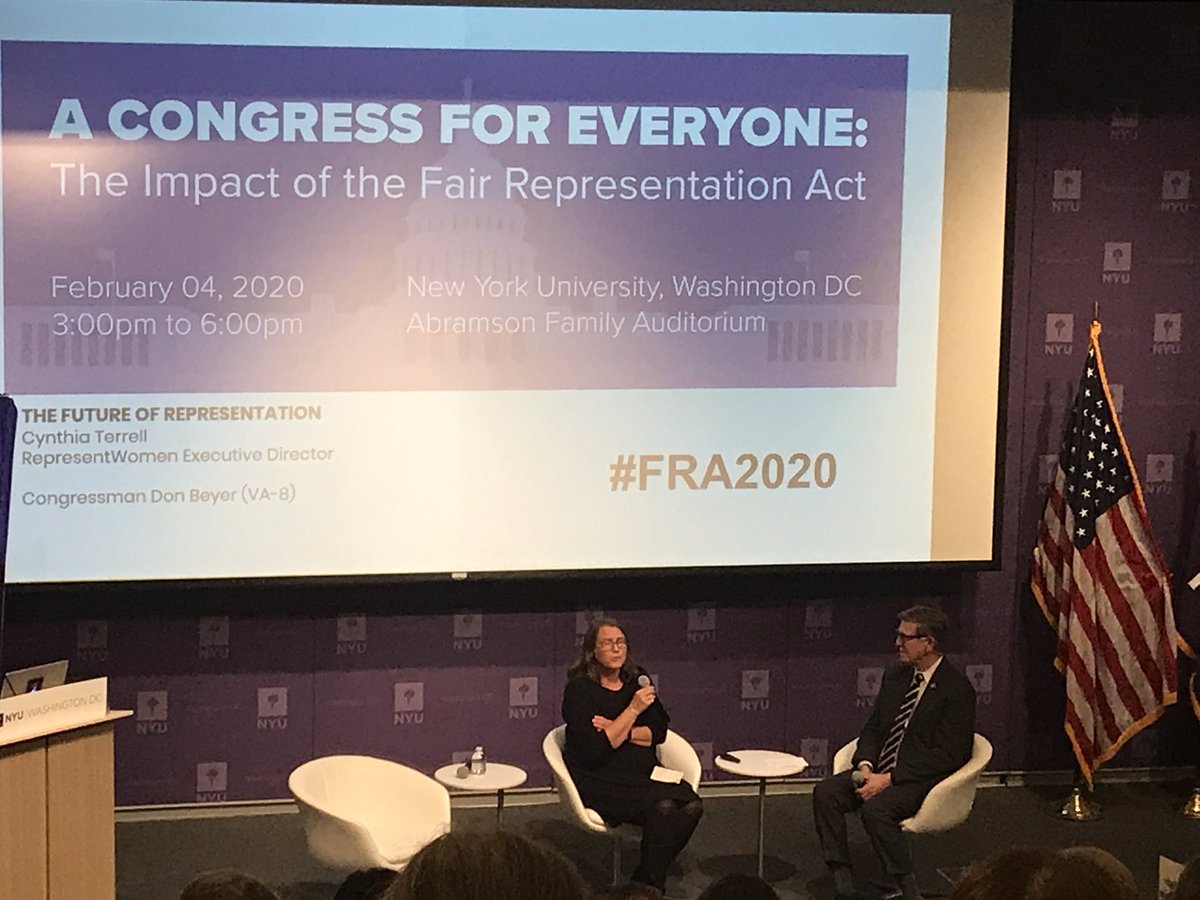 Interesting symposium today on the #FairRepresentationAct. Introduced by @DonBeyerVA last year, it would establish multi-winner congressional races & use #rankedchoicevoting to select the winners. The goal is to make districts competitive & end partisan gerrymandering. #FRA2020