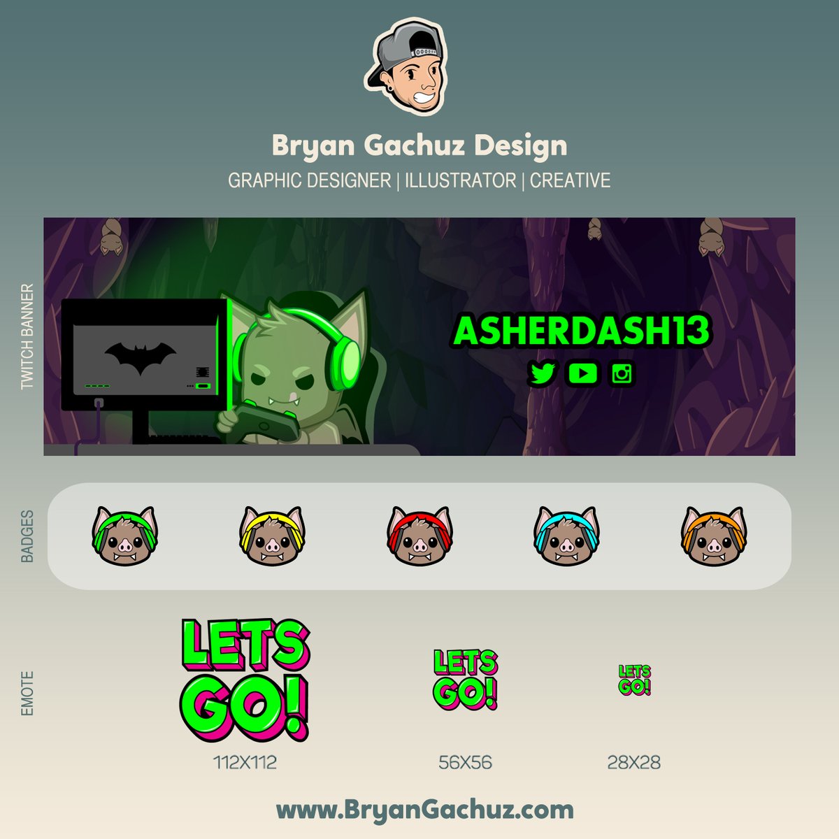 Coming Back Soon A Twitter Here Is A Banner I Made Using An Emote Design I Already Made For Asherdash 13 Also Are Some Cute Bat Badges And Let S Go Emote Whatever You