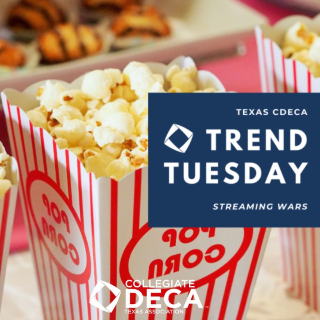 Trendsetter Tuesday: The Streaming Wars are something that you probably have experienced if you bought a Disney + subscription or currently use Netflix. Talk to your judge about the Streaming Wars in your next Entertainment event to seal the deal! #DECA #biztips