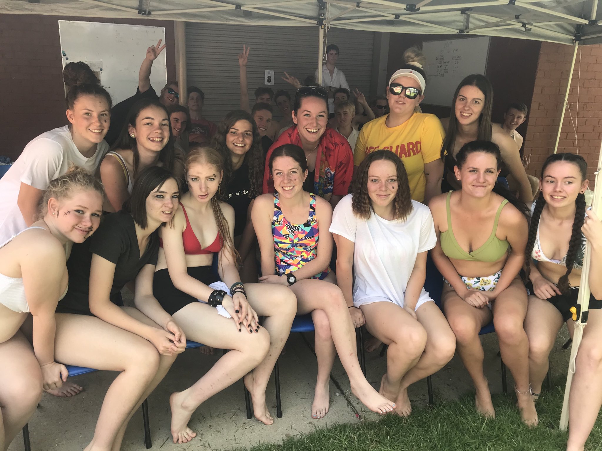 Albury High School Senior Girls Enjoying Their Participation At The Carnival About To Swim The 50m Freestyle