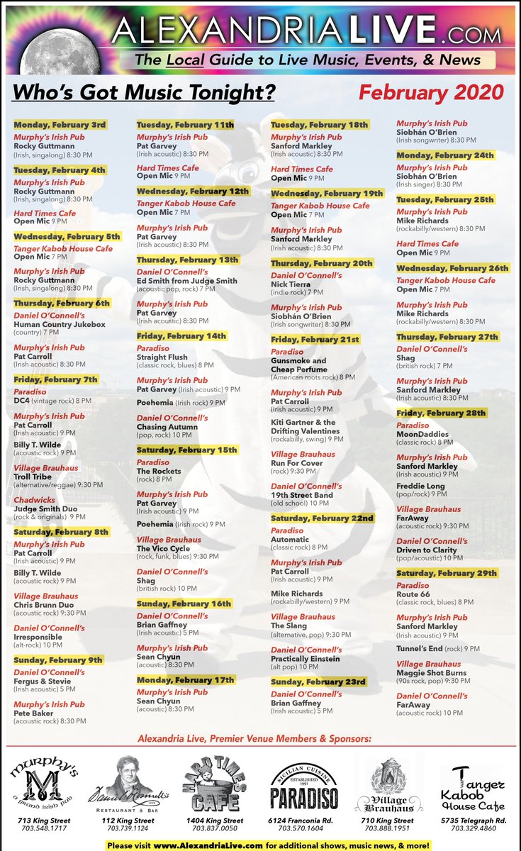 AlexandriaLive's tweet photo. This month's live music listings in The Zebra Press! Now being distributed to guests at check-in at selected Alexandria hotels. Tourist want to party too! https://t.co/6YQrHX4Jse
