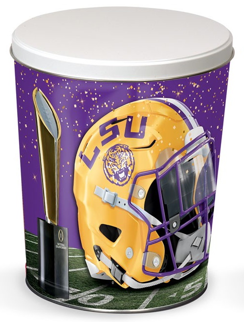 KernelEncore's tweet image. A limited number of @LSUfootball National Championship popcorn tins have just arrived. $44.95 and up based on your flavor selections. Officially licensed item. Order yours here: kernelencorepopcorn.com/louisiana-stat… #LSU #GeauxTigers