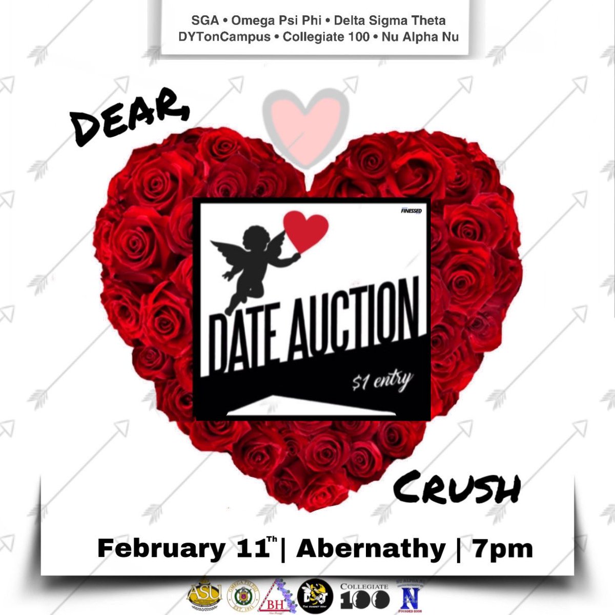 DYTonCampus's tweet photo. Dear Crush, 

If you want us, come get us! 
February 11th, in Abernathy Hall🌹

- Clink the link in our bio to sign up!

Sincerely, 

🔌🐘🐶⚡️🐻

#myasu https://t.co/EiVXIMSxIG