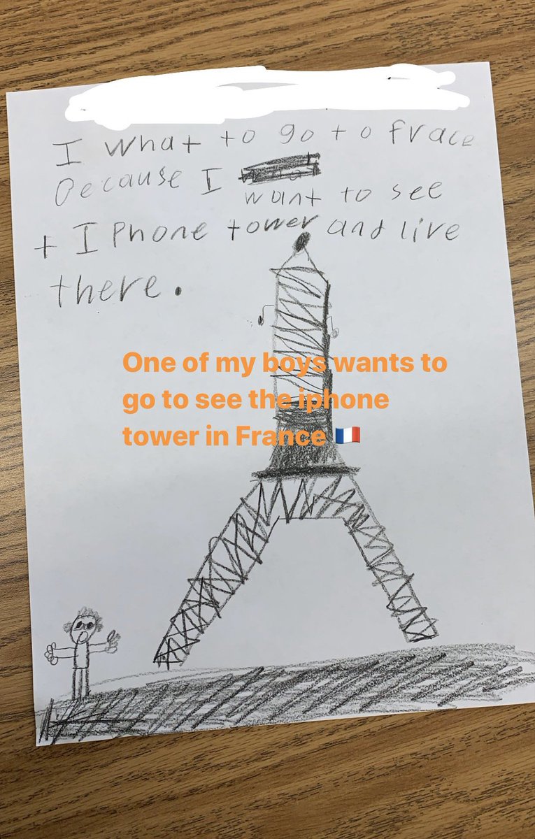 thesuper_mario's tweet photo. I had an activity where I asked my students to write down a country they’d like to visit and why, this was a response. 😂😂 #France #IphoneTower https://t.co/7yi5q4Qtrk